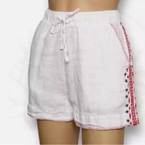 ✨Cynthia Rowley Linen Embroidered Sz Medium White Shorts✨ - Picture 1 of 7
